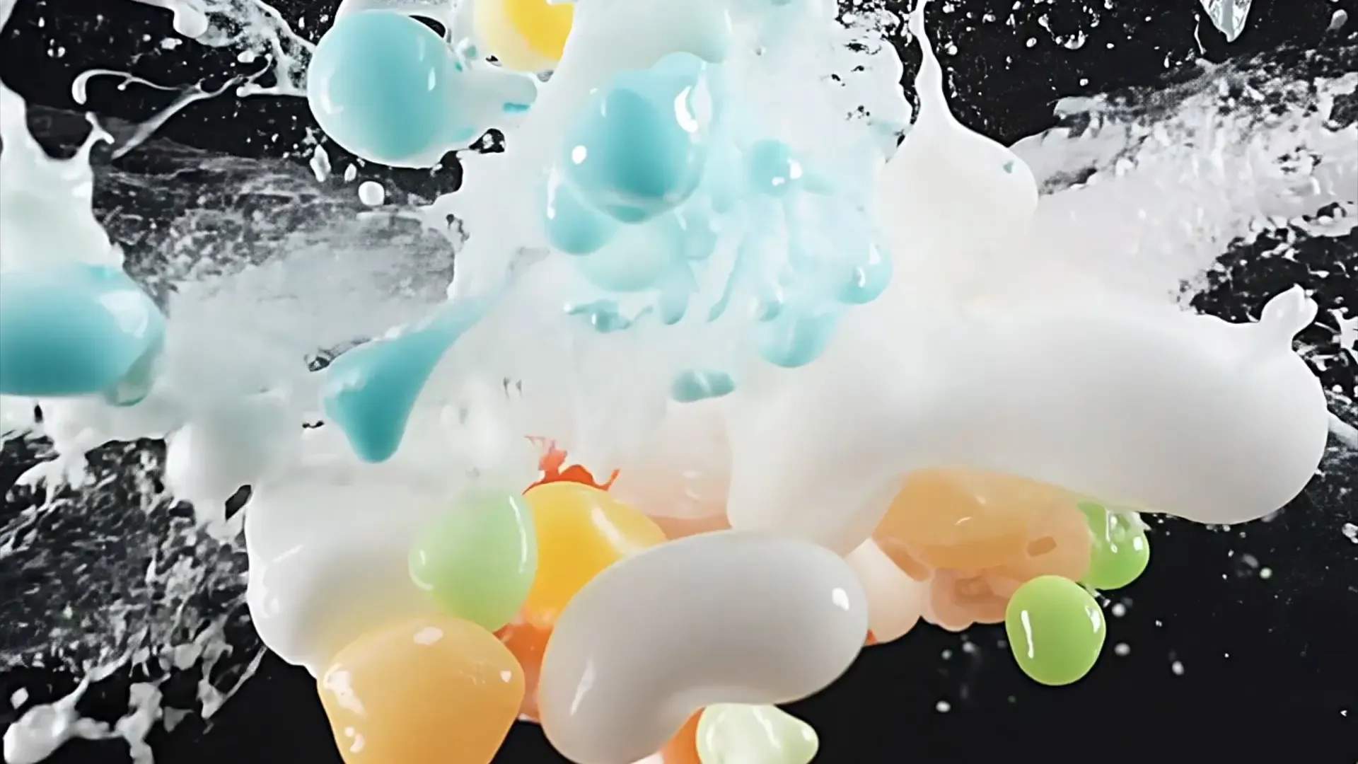 Energetic Splash Effects with Bright Soap Bubbles Overlay for Product Launches